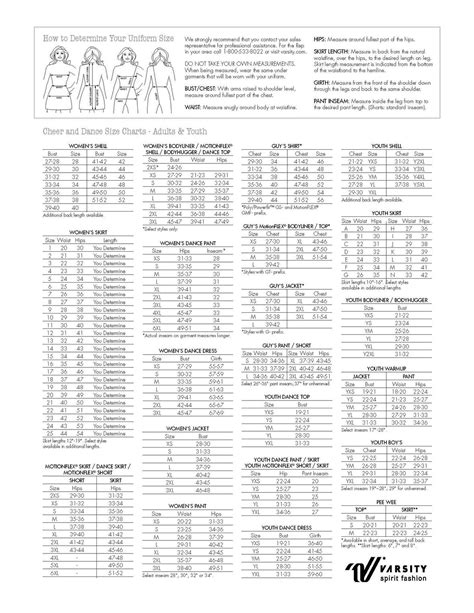 varsity cheer shoes size chart